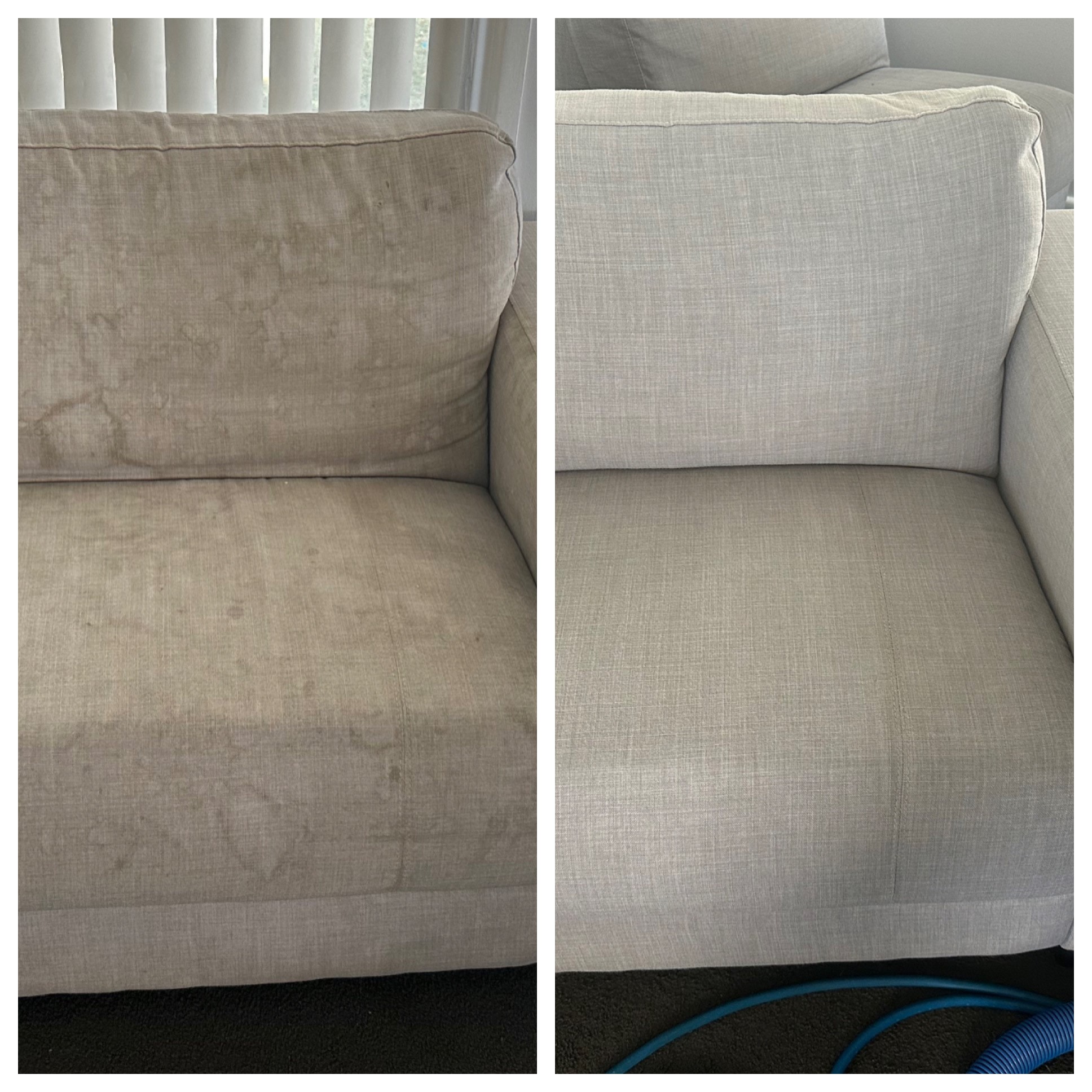 Before/after sofa 2 - clean fabric upholstery Hunter Valley NSW
