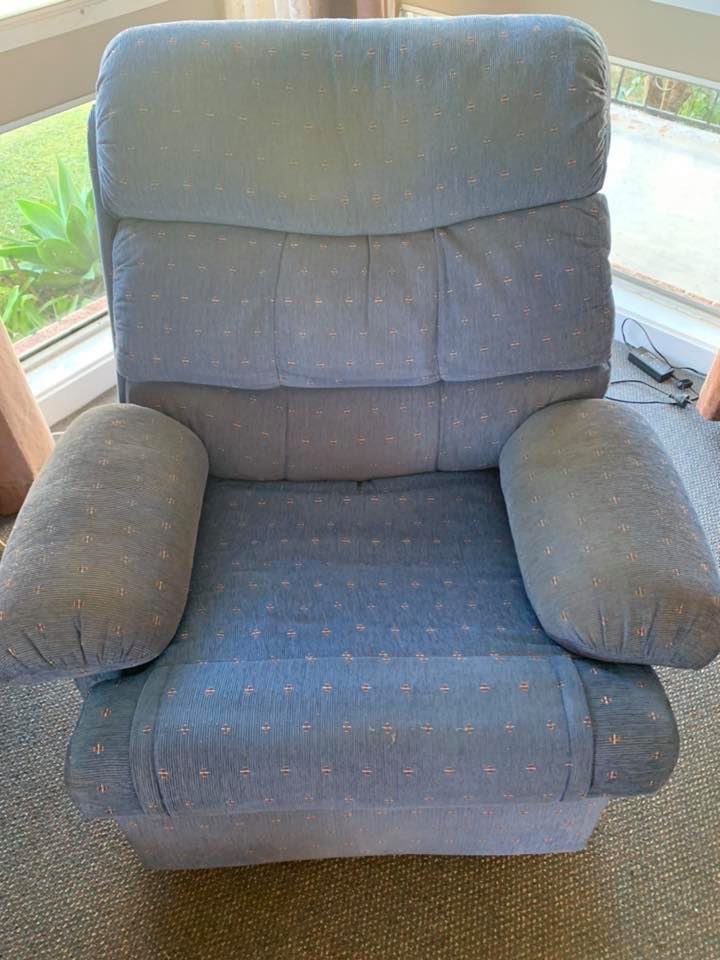Example of recliner chair 1 before - upholstery cleaning Maitland area NSW